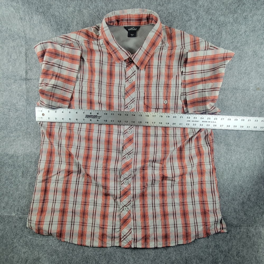 Eddie Bauer Orange Plaid Travex Nylon Mesh Shirt Hiking Fishing Shirt Mens XL - Picture 7 of 10
